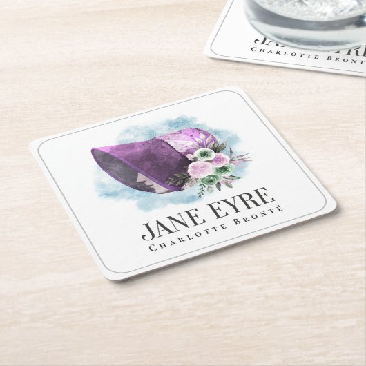 Jane Eyre Bonnet Lila Bonnet und Blume Rechteckiger Pappuntersetzer (angewinkelt)