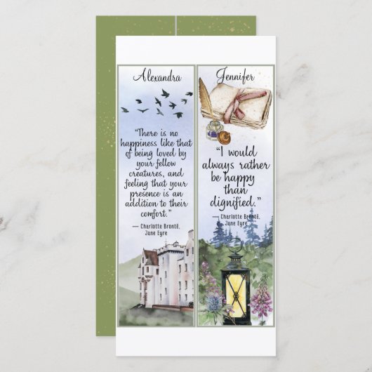 Jane Eyre Bronte Quotes Book Lover Gift Lesezeiche Karte (Vorne/Hinten)