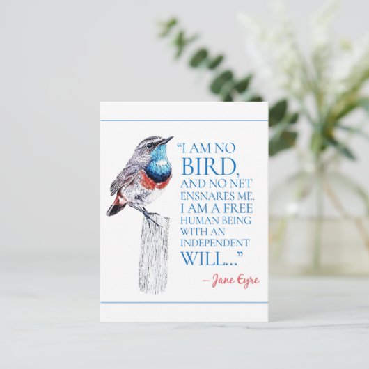 Jane Eyre - I Am No Bird - Blue Throated Bird Postkarte (Stehend Vorderseite)