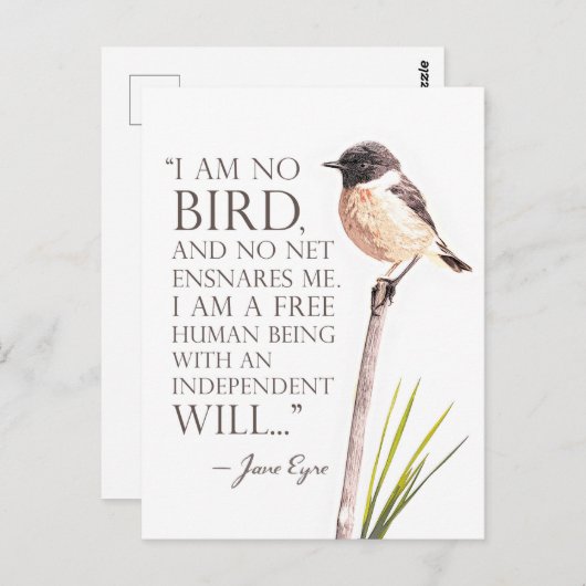 Jane Eyre - I Am No Bird - Brown Bird Postkarte (Vorne/Hinten)
