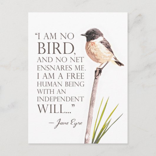 Jane Eyre - I Am No Bird - Brown Bird Postkarte (Vorderseite)