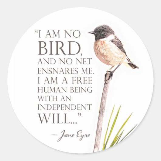 Jane Eyre - I Am No Bird - Brown Bird Runder Aufkleber (Vorderseite)