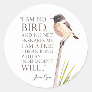 Jane Eyre - I Am No Bird - Brown Bird Runder Aufkleber