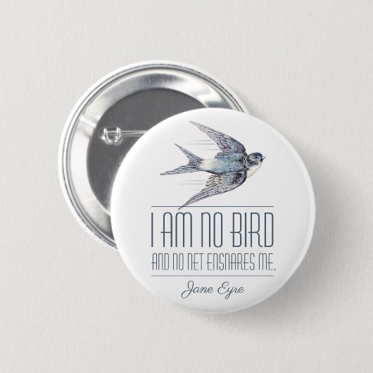 Jane Eyre - I Am No Bird - Flying Swallow Button (Vorne & Hinten)