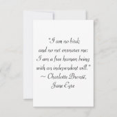 Jane Eyre I Am No Bird Quote Dankeskarte (Vorderseite)