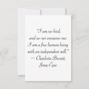Jane Eyre I Am No Bird Quote Dankeskarte