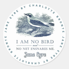 Jane Eyre - I Am No Bird - Vintager Vogel Runder Aufkleber