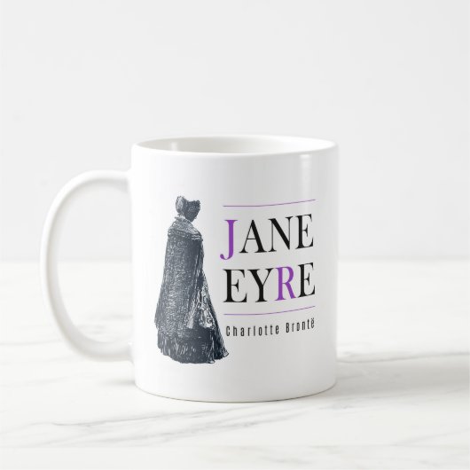 Jane Eyre in Cape und Bonnet Kaffeetasse (Links)