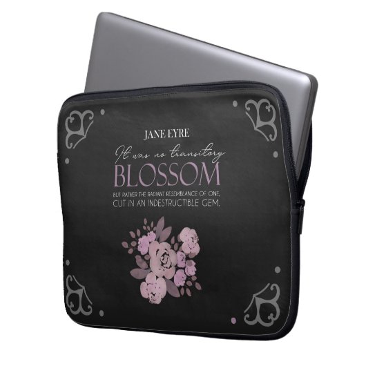 Jane Eyre - No Transitory Blossom - Rose auf Black Laptopschutzhülle (Vorderseite Links)