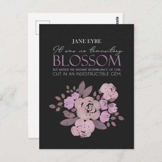Jane Eyre - No Transitory Blossom - Rose auf Black Postkarte (Vorne/Hinten)