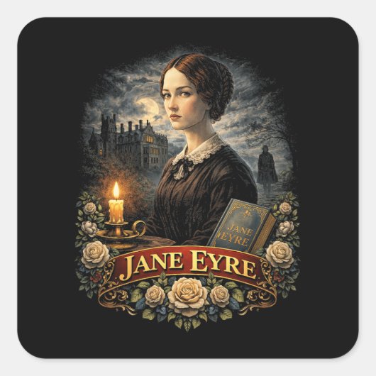 Jane Eyre Quadratischer Aufkleber (Vorderseite)
