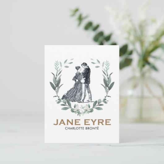 Jane Eyre und Edward Rochester mit Wreath Postkarte (Stehend Vorderseite)