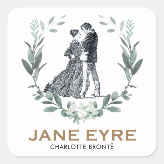 Jane Eyre und Edward Rochester mit Wreath Quadratischer Aufkleber (Vorderseite)