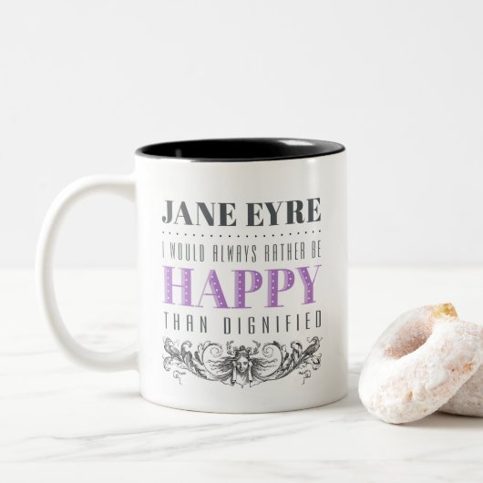 Jane Eyre Zitat - ich würde mich immer freuen Kaffeetasse (Mit Donut)