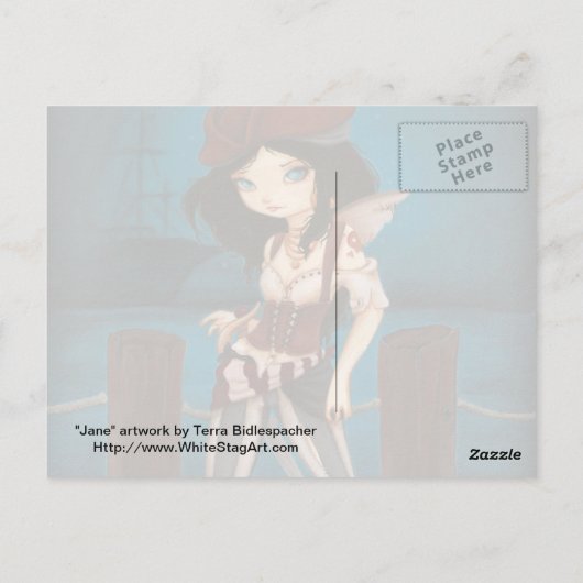 Jane - Fantasy Fairy Pirate Postkarte (Rückseite)
