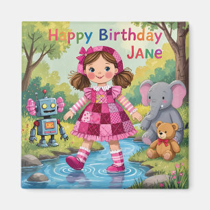 JANE ~ GEBURTSTAG Süßes Mädchen Elefant Roboter Te Magnet