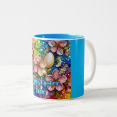 ~ JANE ~ HAPPY EASTER ~ Flowers Eggs ~  Zweifarbige Tasse (VorderseiteRechts)