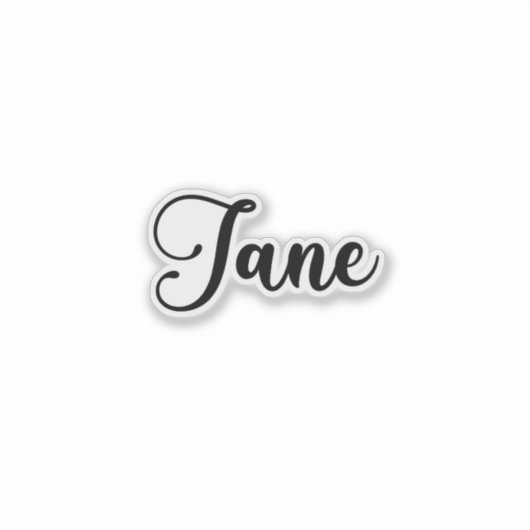 Jane Name - Handgeschriebene Kalligrafie Aufkleber (Vorderseite)