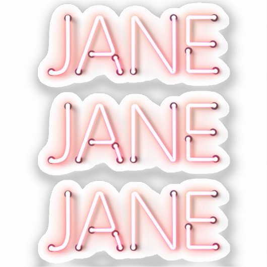 Jane Name in Glows Neon Lights x3 Aufkleber (Vorderseite)