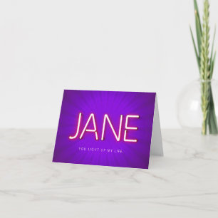 Jane Name in leuchtenden Neonlichtern Karte