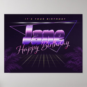 Jane Name Vorname lila retro Poster Geburtstag