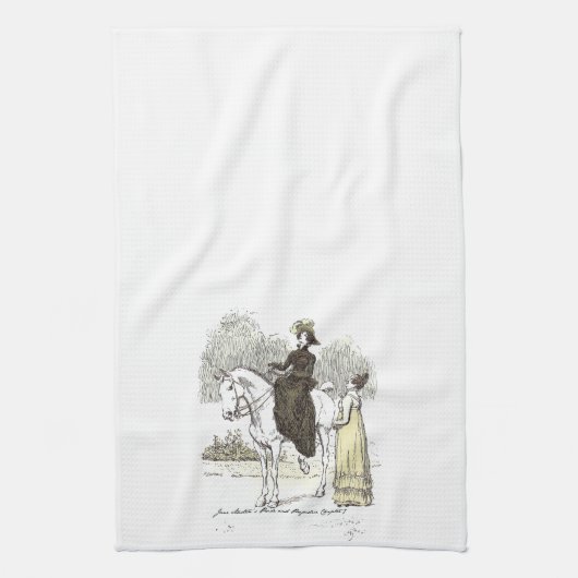 Jane on Horseback - Jane Austen Pride & Prejudice Geschirrtuch (Vertikal)