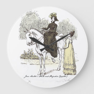 Jane on Horseback - Jane Austen Pride & Prejudice Große Wanduhr