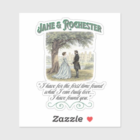 Jane & Rochester Thornfield Hall Romantic Quote Aufkleber (Blatt)