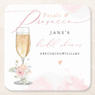 JANE Rosé-Blüten & Prosecco-Brautjunggesellinnenpa Rechteckiger Pappuntersetzer
