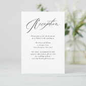 Jane Simple Minimal Black Script Wedding Reception Begleitkarte (Stehend Vorderseite)