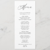 Jane Simple Modern Elegant Black Script Wedding Menükarte (Vorderseite)