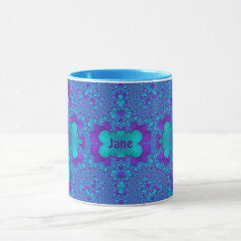 JANE ~ Zany 3D Fraktal ~ Blau und Lila Tasse