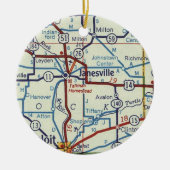 Janesville WI Vintag Map Keramik Ornament (Vorne)