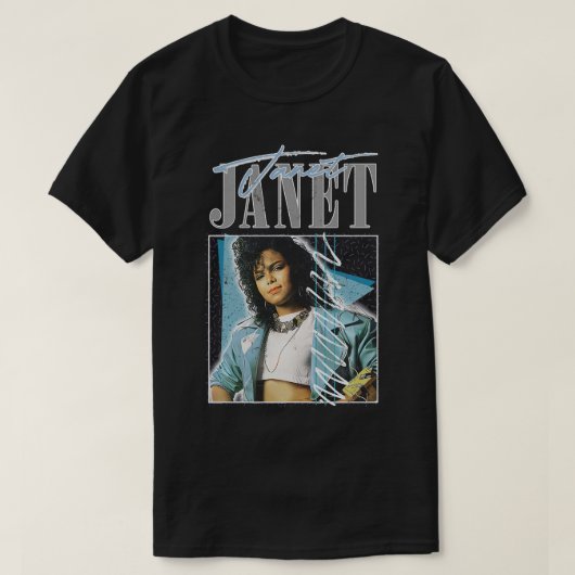 Janet 80er Aesthetic Retro Fan Design T-Shirt (Design vorne)
