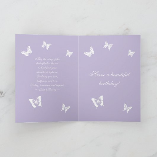 Janet Butterflies Happy Birthday Irish Blessing Karte (Innenseite)