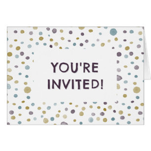 Janet Confetti Watercolor Dots Birthday Einladung