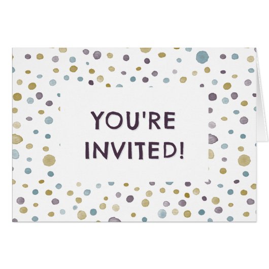 Janet Confetti Watercolor Dots Birthday Einladung (Vorderseite (Horizontal))