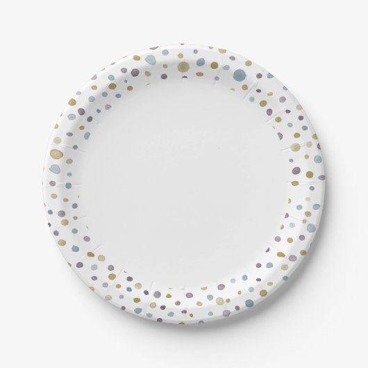 Janet Confetti Watercolor Dots Paper Plate Pappteller (Vorderseite)