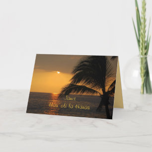 Janet Hawaiian Happy Birthday Tropischer Sonnenunt Karte
