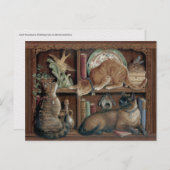 Janet Kruskamp Katzen auf der Bücherregale Postkre Postkarte (Vorne/Hinten)