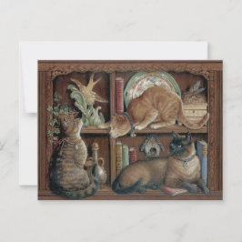 Janet Kruskamp Katzen auf der Bücherregale Postkre Postkarte