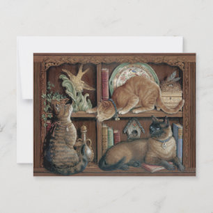 Janet Kruskamp Katzen auf der Bücherregale Postkre Postkarte