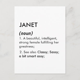Janet Name, Bearbeitbarer Name, Benutzerdefinierte Postkarte