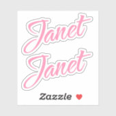 Janet Pink Name x2 Aufkleber (Blatt)