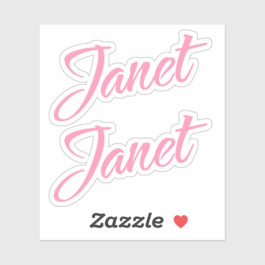 Janet Pink Name x2 Aufkleber (Blatt)