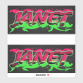 Janet Vorname Name Graffiti Aufkleber Sticker (Blatt)