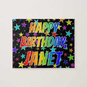 "JANET" Vorname, Spaß "GLÜCKLICHER BIRTHTAG" Puzzle