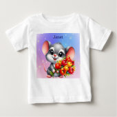 Janet's Cute Mouse with Tulips Baby T-Shirt (Vorderseite)