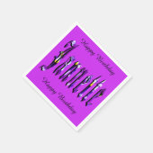 Janette, Name, Logo, Lila Papier Geburtstag Napkin Serviette (Ecke)