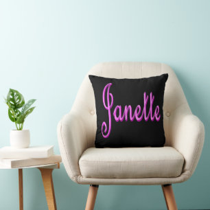"Janette" Pink Zwei-Töne Janette Name, Kissen